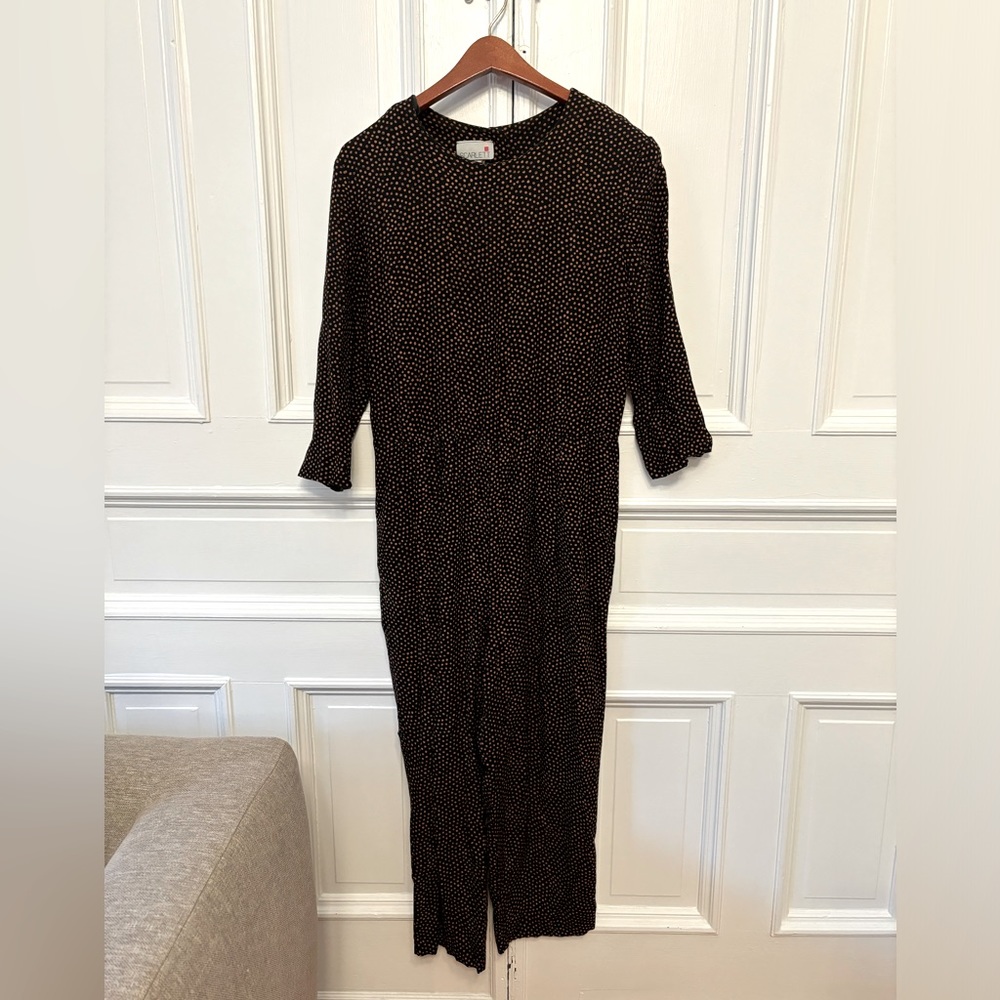 Vintage polkadot black and beige jumpsuit